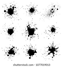 Various spray paint graffiti decorative splatters. Vector illustration
