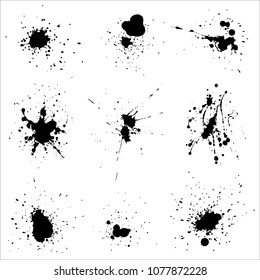 Various spray paint graffiti decorative splatters. Vector illustration
