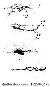 Various spray paint graffiti decorative splatters. Vector illustration.