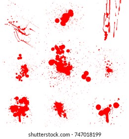 Various Spray paint graffiti decorative splatters. Vector splat set on white background