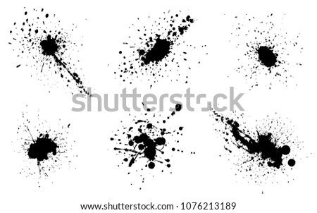 Various spray paint graffiti decorative splatters. Vector illustration
