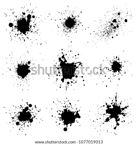 Various spray paint graffiti decorative splatters. Vector illustration