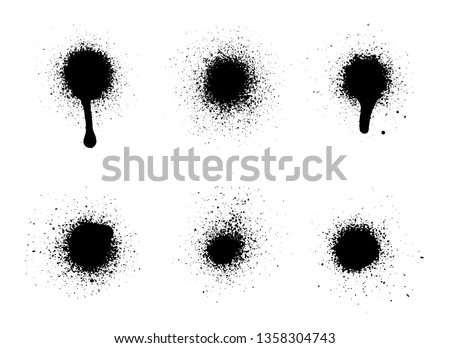 Various spray paint graffiti decorative splatters. Vector splat set on white background