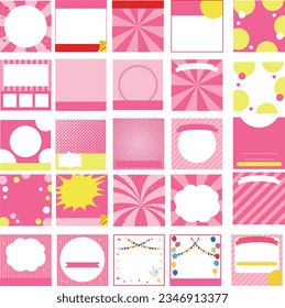 Various square banner set green