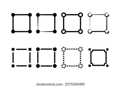 Various Square Shapes with Different Line Styles.