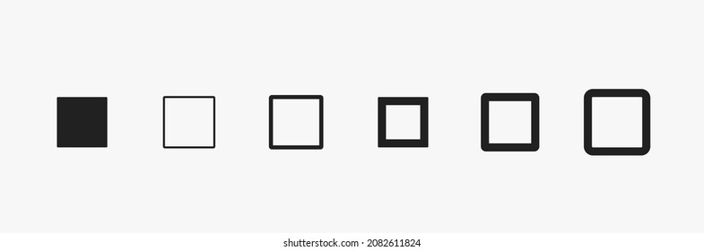 Various square shapes isolated on white background. Square set for vote, design element, and business. Black geometric shape collecion. Empty box vector