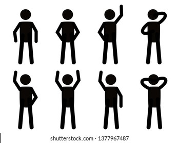 Various Standing Postures Poses Human Man People Stick Figure