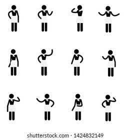 Various Standing Postures Poses Human Woman People Stick Figure