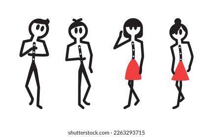 various standing stick figure character design