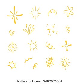 Various star, firework and sparkle doodle hand drawn for element and illustration