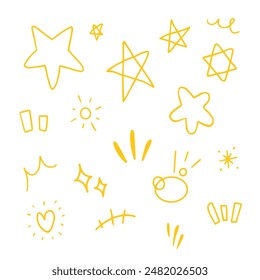 Various star, firework and sparkle doodle hand drawn for element and illustration