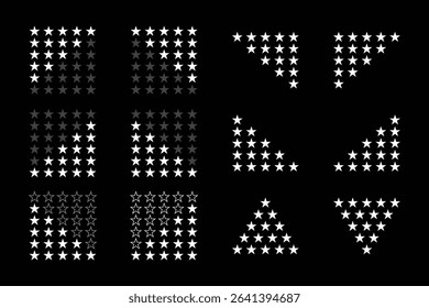 Various Star Rating Icons in Different Shapes and Shading Levels.