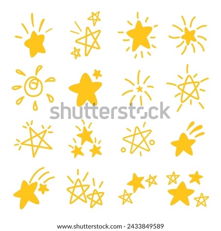 Various star and sparkle doodle cartoon hand drawn for element and illustration