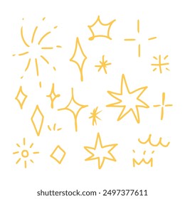 Various star and sparkle doodle hand drawn for abstract, element and illustration