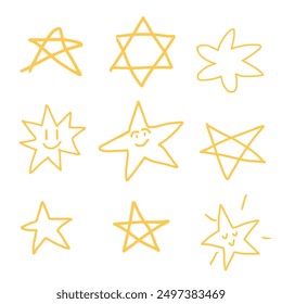 Various star and sparkle doodle hand drawn for abstract, element and illustration