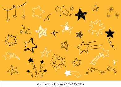 Various stars doodle collection vector