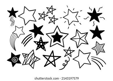 Various stars doodle collection vector