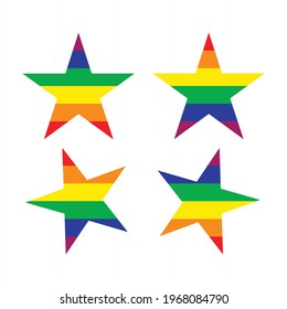 Various stars with a rainbow color composition that are synonymous with LGBT 