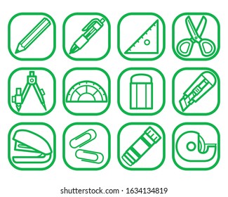 Various stationery icon 12 types