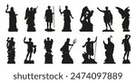 various statue silhouettes on the white background volume 1