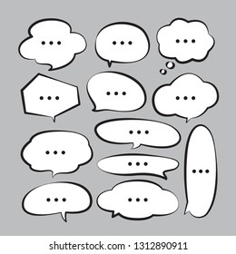 Various stickers of white speech bubbles vector set with triple dots - stock vector