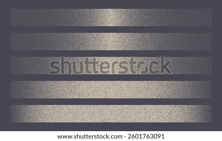 Various Stipple Gradients Vector Brushes Set Design Elements Abstract Background. Dot Work Style Faded Distressed Textured Brushstrokes Assorted Clip Art Collection. Dotted Patterned Straight Borders