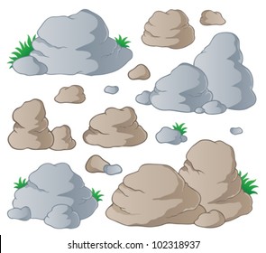 Various stones collection 1 - vector illustration.
