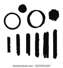 Verschiedene Strich- und Bürstenrahmen mit schwarz für Element und Illustration