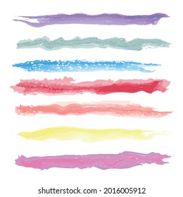 Various strokes of color paint on white background - Vector illustration