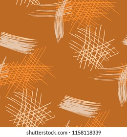 Various Strokes. Seamless Pattern with chaotic Hand Drawn Lines. Trendy Background for Textile, Paper, Fabric. Vertical, Horizontal and Diagonal Strokes. Grunge Vector Texture