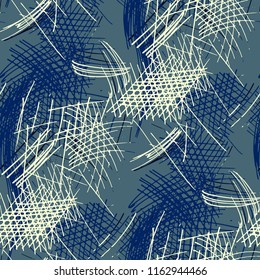 Various Strokes. Seamless Pattern with chaotic Hand Drawn Lines. Trendy Background for Curtain, Shirt, Tablecloth. Vertical, Horizontal and Diagonal Strokes. Grunge Vector Texture