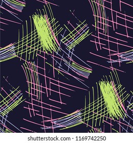 Various Strokes. Seamless Pattern with chaotic Hand Drawn Lines. Retro Background for Paper, Wallpaper, Linen. Vertical, Horizontal and Diagonal Strokes. Grunge Vector Texture
