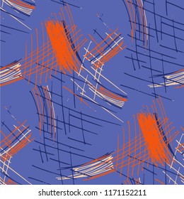 Various Strokes. Seamless Pattern with chaotic Hand Drawn Lines. Retro Background for Calico, Paper, Print. Vertical, Horizontal and Diagonal Strokes. Grunge Vector Texture