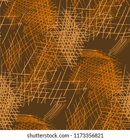 Various Strokes. Seamless Pattern with chaotic Hand Drawn Lines. Modern Background for Chintz, Print, Underwear. Vertical, Horizontal and Diagonal Strokes. Grunge Vector Texture