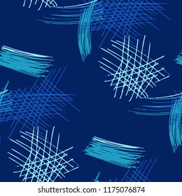 Various Strokes. Seamless Pattern with chaotic Hand Drawn Lines. Modern Background for Chintz, Print, Underwear. Vertical, Horizontal and Diagonal Strokes. Grunge Vector Texture
