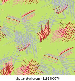 Various Strokes. Seamless Pattern with chaotic Hand Drawn Lines. Modern Background for Paper, Wallpaper, Linen. Vertical, Horizontal and Diagonal Strokes. Grunge Vector Texture