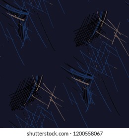 Various Strokes. Seamless Pattern with chaotic Hand Drawn Lines. Vintage Background for Chintz, Print, Underwear. Vertical, Horizontal and Diagonal Strokes. Grunge Vector Texture