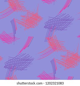 Various Strokes. Seamless Pattern with chaotic Hand Drawn Lines. Trendy Background for Paper, Print, Underwear. Vertical, Horizontal and Diagonal Strokes. Grunge Vector Texture