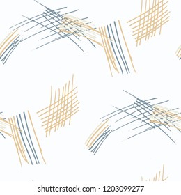 Various Strokes. Seamless Pattern with chaotic Hand Drawn Lines. Retro Background for Calico, Paper, Print. Vertical, Horizontal and Diagonal Strokes. Grunge Vector Texture