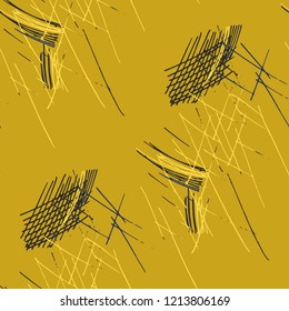 Various Strokes. Seamless Pattern with chaotic Hand Drawn Lines. Modern Background for Paper, Wallpaper, Underwear. Vertical, Horizontal and Diagonal Strokes. Grunge Vector Texture