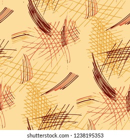 Various Strokes. Seamless Pattern with chaotic Hand Drawn Lines. Vintage Background for Paper, Wallpaper, Linen. Vertical, Horizontal and Diagonal Strokes. Grunge Vector Texture