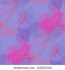 Various Strokes. Seamless Pattern with chaotic Hand Drawn Lines. Retro Background for Paper, Wallpaper, Linen. Vertical, Horizontal and Diagonal Strokes. Grunge Vector Texture