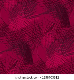 Various Strokes. Seamless Pattern with chaotic Hand Drawn Lines. Vintage Background for Curtain, Dress, Tablecloth. Vertical, Horizontal and Diagonal Strokes. Grunge Vector Texture