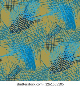 Various Strokes. Seamless Pattern with chaotic Hand Drawn Lines. Modern Background for Paper, Wallpaper, Linen. Vertical, Horizontal and Diagonal Strokes. Grunge Vector Texture