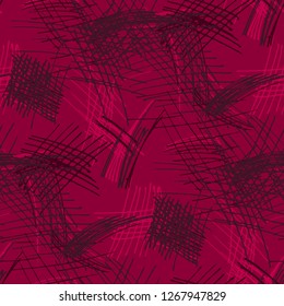 Various Strokes. Seamless Pattern with chaotic Hand Drawn Lines. Trendy Background for Cloth, Dress, Tablecloth. Vertical, Horizontal and Diagonal Strokes. Grunge Vector Texture