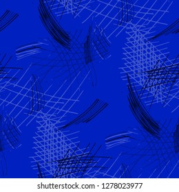 Various Strokes. Seamless Pattern with chaotic Hand Drawn Lines. Vintage Background for Cloth, Dress, Tablecloth. Vertical, Horizontal and Diagonal Strokes. Grunge Vector Texture