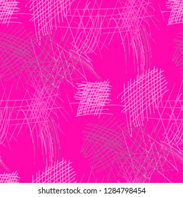 Various Strokes. Seamless Pattern with chaotic Hand Drawn Lines. Modern Background for Curtain, Shirt, Fabric. Vertical, Horizontal and Diagonal Strokes. Grunge Vector Texture