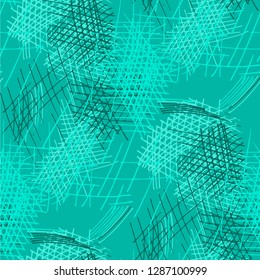 Various Strokes. Seamless Pattern with chaotic Hand Drawn Lines. Trendy Background for Cloth, Dress, Tablecloth. Vertical, Horizontal and Diagonal Strokes. Grunge Vector Texture