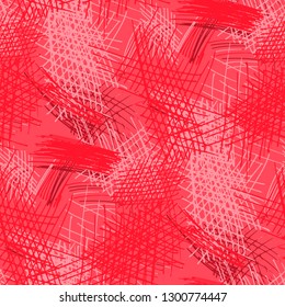 Various Strokes. Seamless Pattern with chaotic Hand Drawn Lines. Trendy Background for Paper, Print, Underwear. Vertical, Horizontal and Diagonal Strokes. Grunge Vector Texture