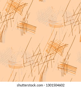 Various Strokes. Seamless Pattern with chaotic Hand Drawn Lines. Modern Background for Paper, Wallpaper, Linen. Vertical, Horizontal and Diagonal Strokes. Grunge Vector Texture